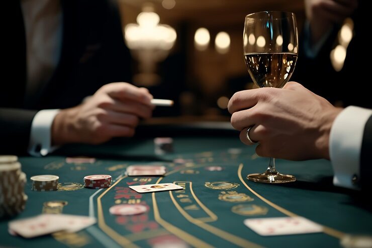 Caribbean Stud Poker live dealer table setup showing five community cards and dealer hand area